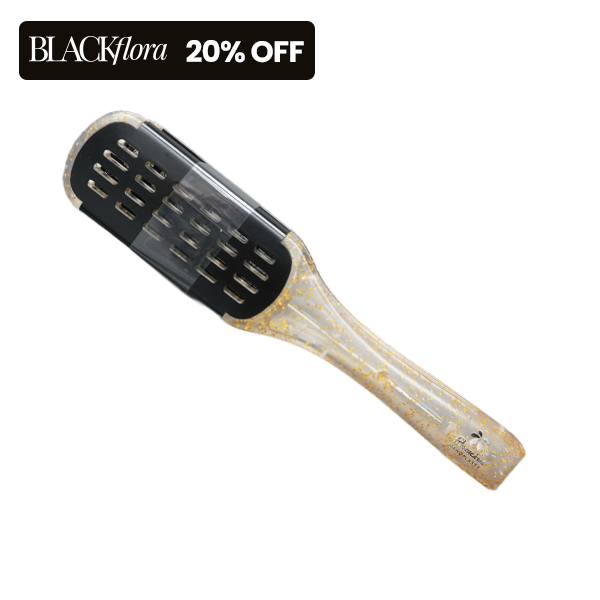 Pro Straightening Clamp Brush | Gold Glitter